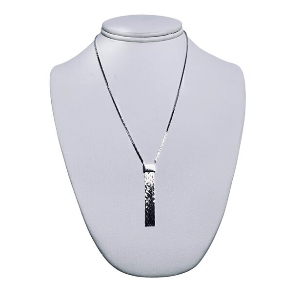 Avon Silver Tone Triangle Link Necklace With Tassel Pendant (5813) - Picture 1 of 5